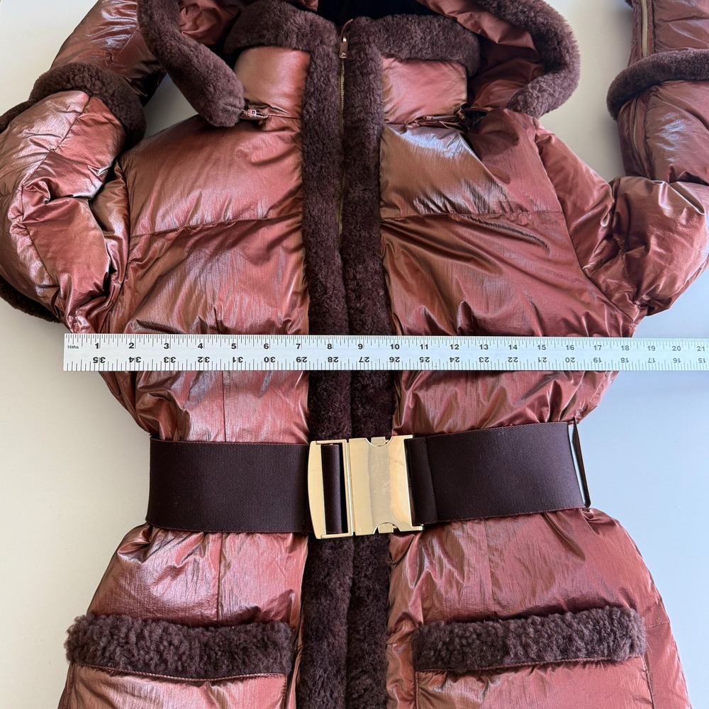 My Sunday Ski Shearling Pioneer Hooded Puffer Ski Jacket Cherry Chocolate sz S - Picture 13 of 15